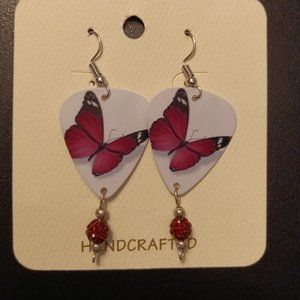 PURPLE BUTTERFLY GUITAR PICK EARRINGS